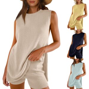 Costume pull sans manches tricoté